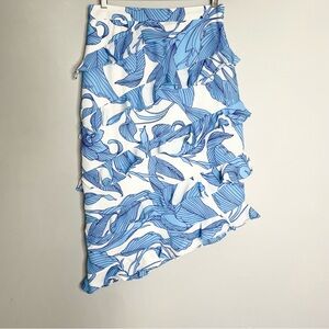 WALTER BAKER Vera Skirt Floral Asymmetrical Ruffle Skirt Paradise Palm NWT